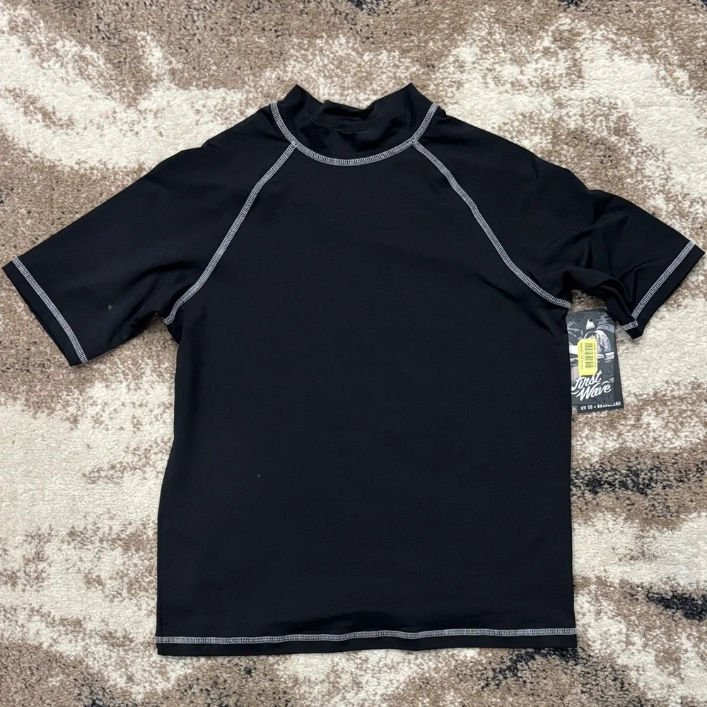 First Wave Black Rash Guard with Gray Accents